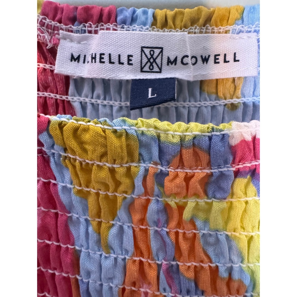 Michelle McDowell Abstract Print Smocked Tiered Maxi Dress Multicolor Large - Picture 3 of 8